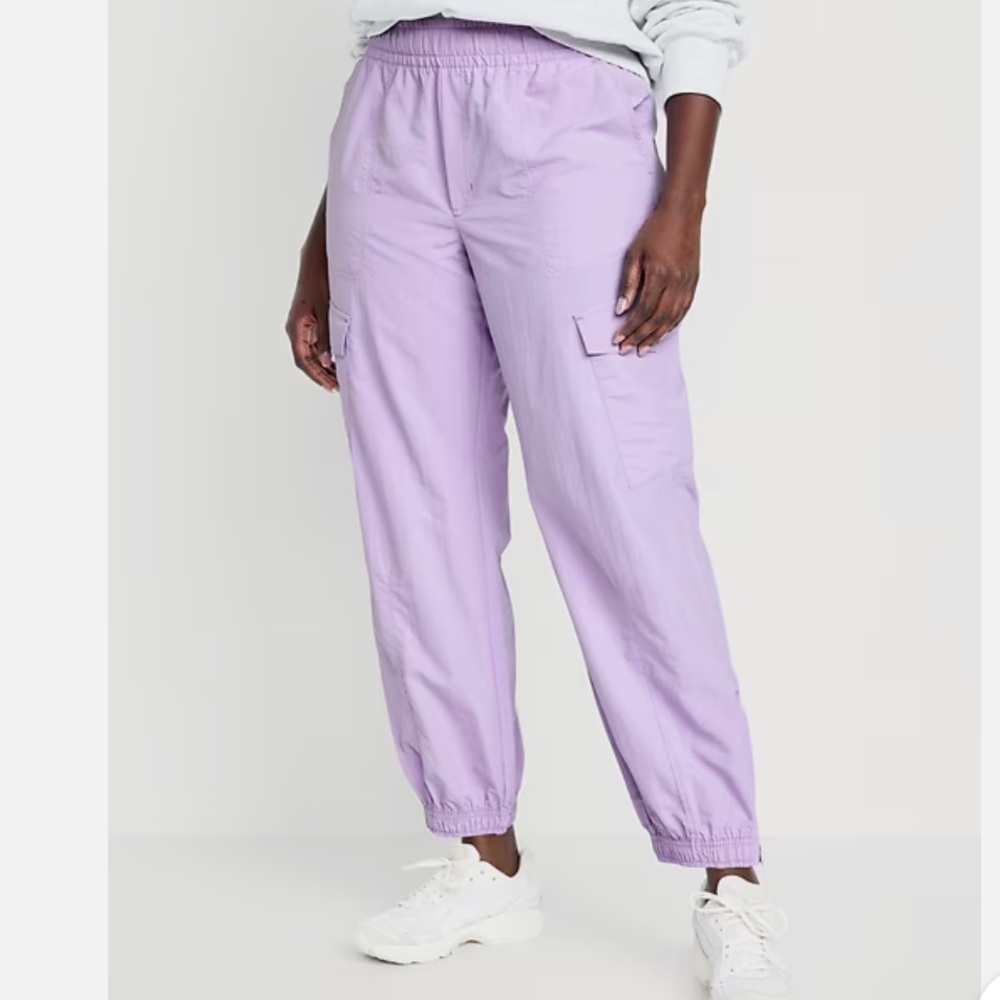 NWT Old Navy Ankle-Zip Cargo Women’s Joggers Lavender Quick Dry Nylon Size 3X